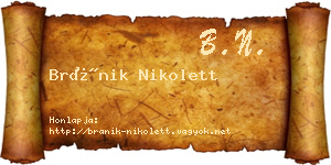 Bránik Nikolett névjegykártya